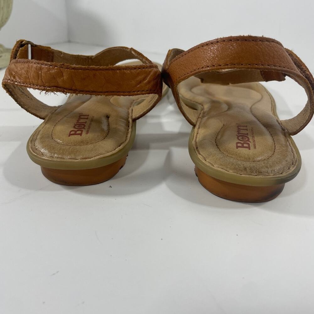BORN Leather Brown Sandals Shoes Braided Strap Women’s Shoes Size 10 - Picture 5 of 8
